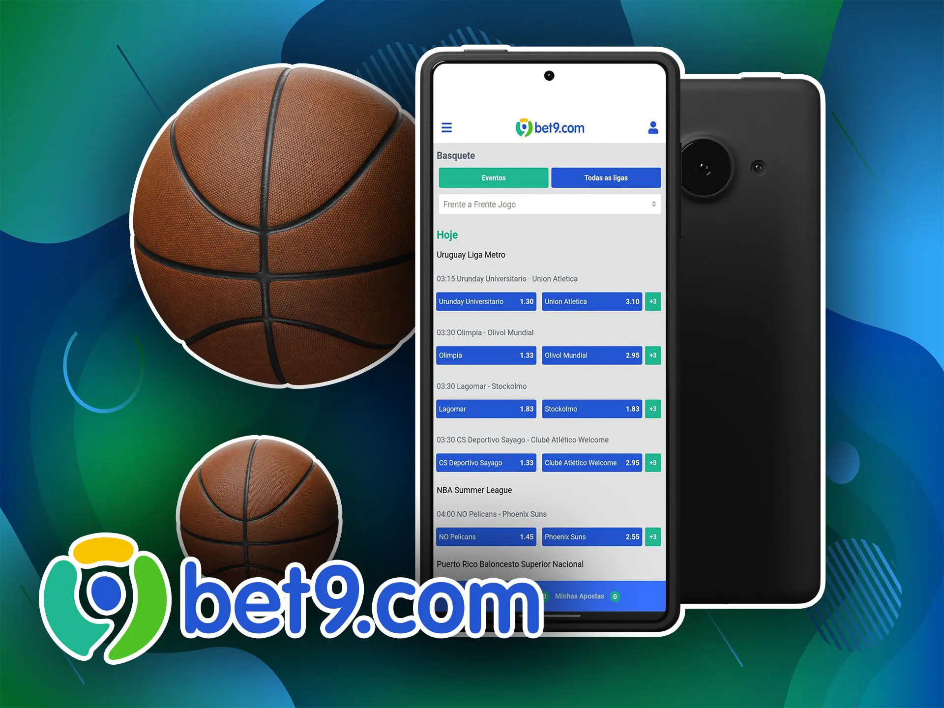 Você pode apostar facilmente em jogos de basquete no aplicativo móvel Bet9.