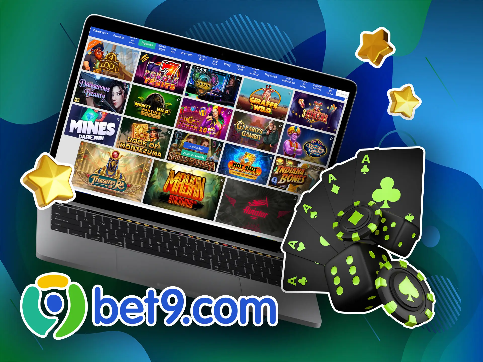 Roleta, pôquer, blackjack e bacará são os jogos mais populares no Bet9 Cassino.