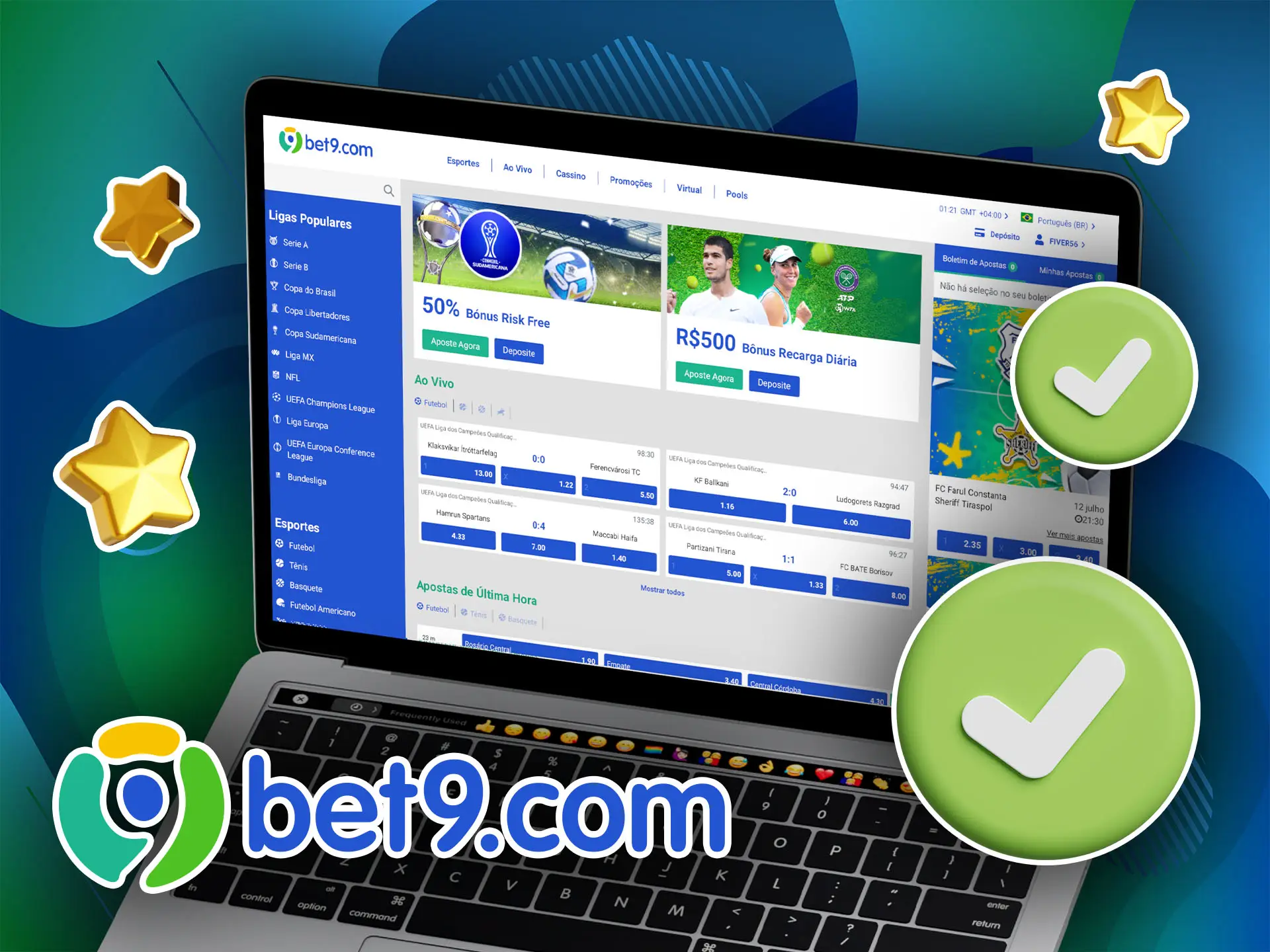 A Bet9 é uma casa de apostas legalizada para apostas esportivas e jogos de cassino no Brasil.