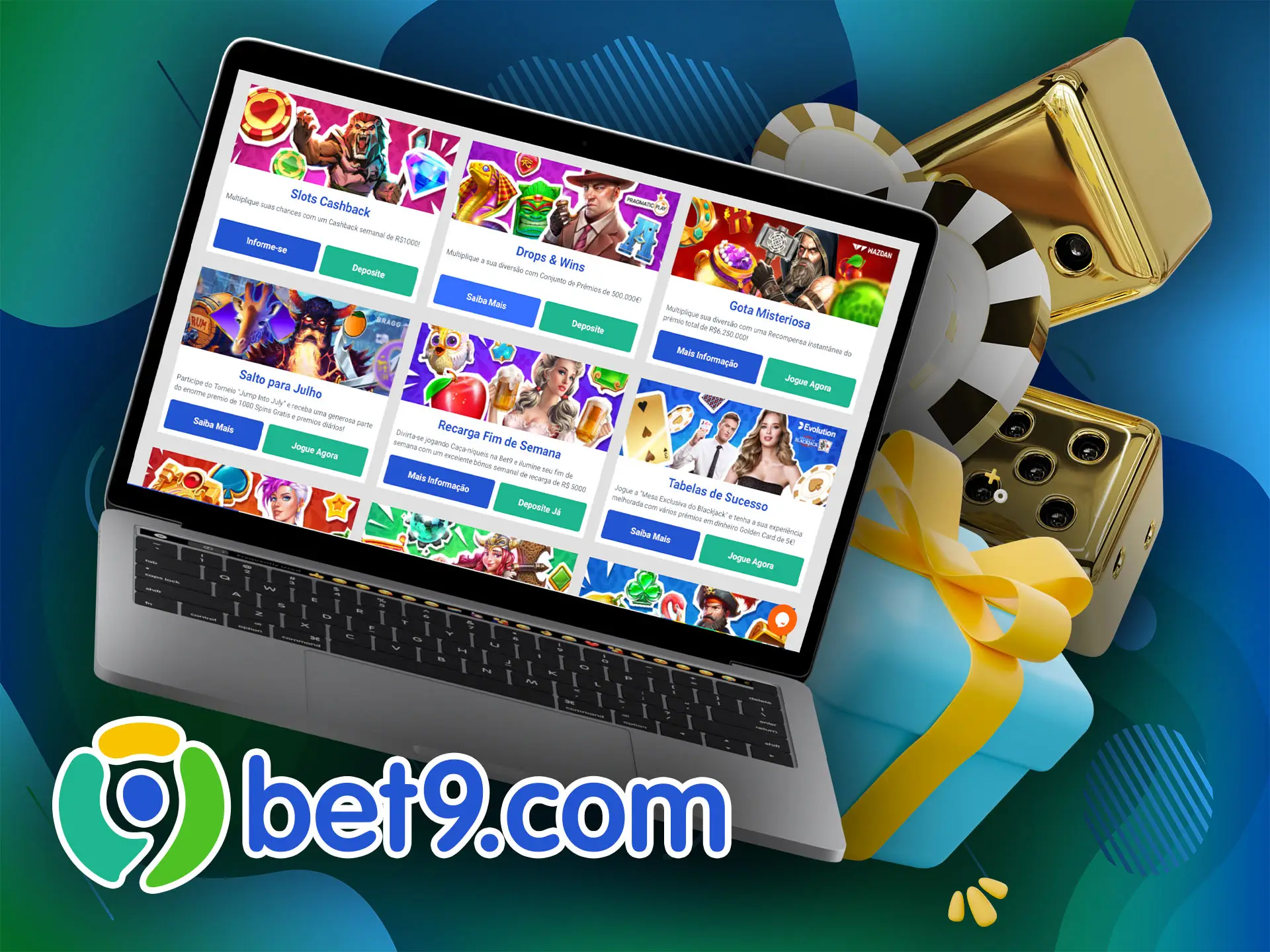 Jogue os jogos de cassino do Bet9 usando os bônus lucrativos da empresa.