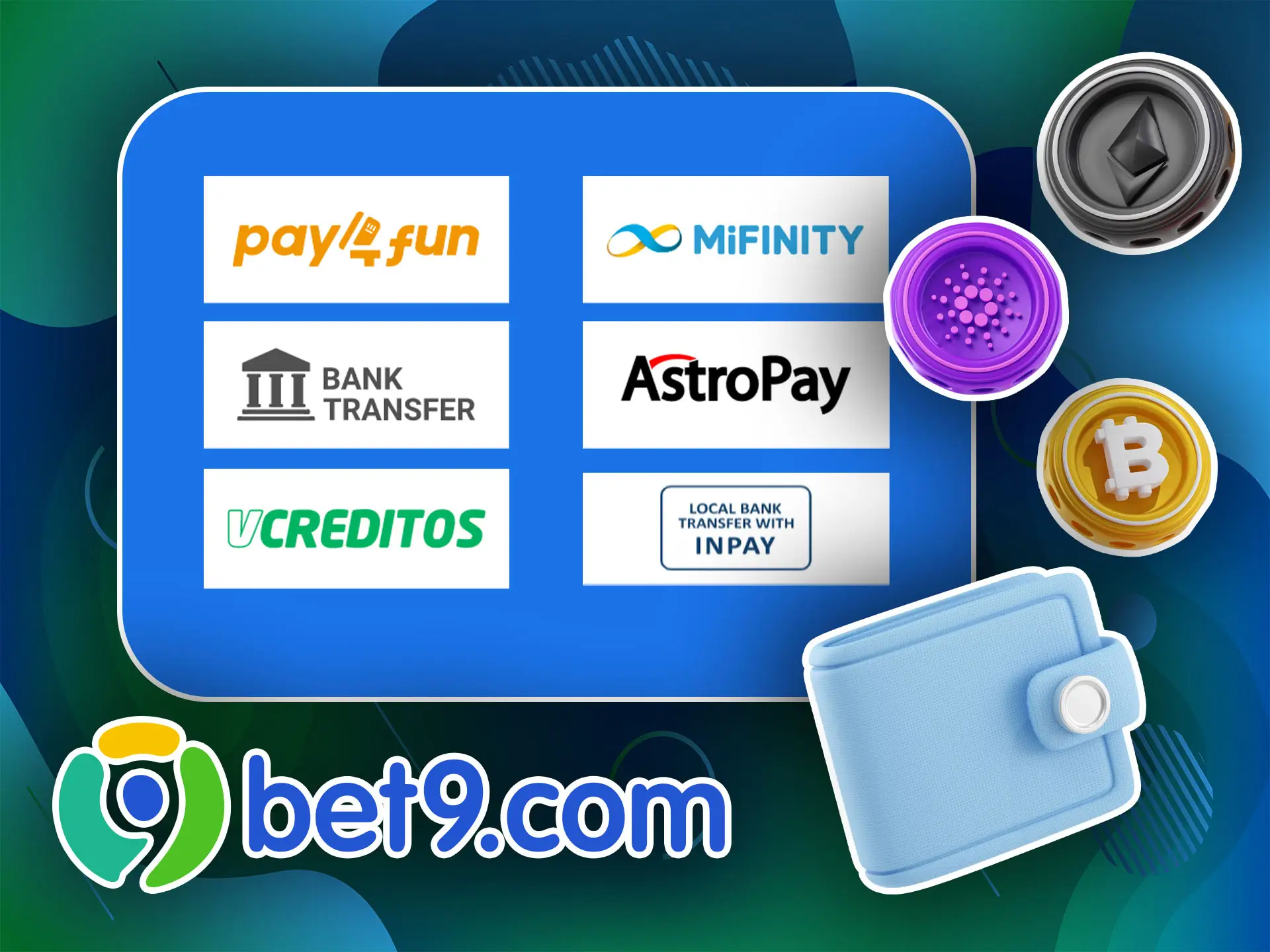 A Bet9 oferece os sistemas de pagamento mais populares e convenientes do Brasil.