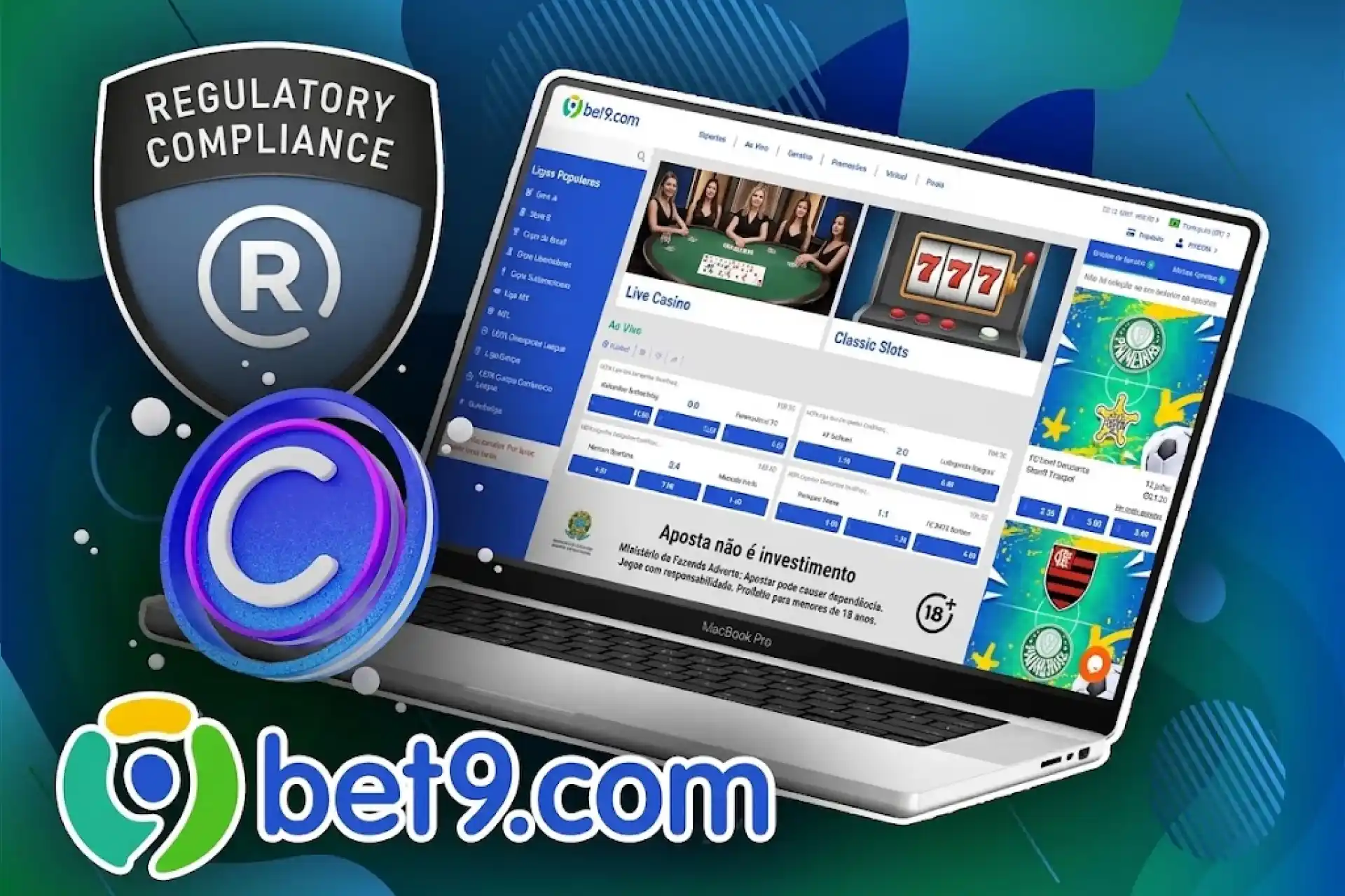 Os elementos da identidade corporativa da Bet9 não são de propriedade da Comissão de Curaçao.